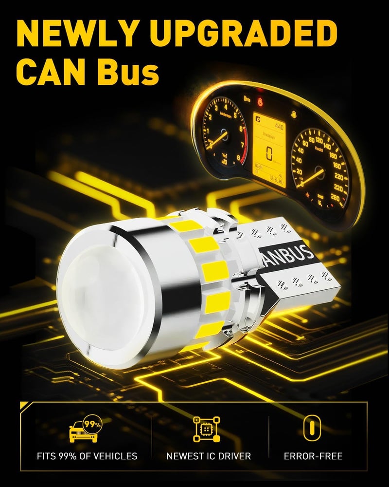 AULUXE 194 لمبة LED – أكثر سطوعًا بنسبة 500%، 6500K أبيض، خالية من الأخطاء CANBUS – ساطعة للغاية لرقم اللوحة، القبة، الخريطة، الصندوق، الباب، أضواء المجاملة – تناسب T10، 168، 2825، W5W – عبوة من 2 - Image 3